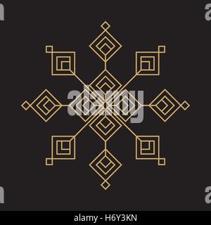 Christmas and winter design elements - Gold snowflake icon isolated on black background, vector illustration Stock Vector