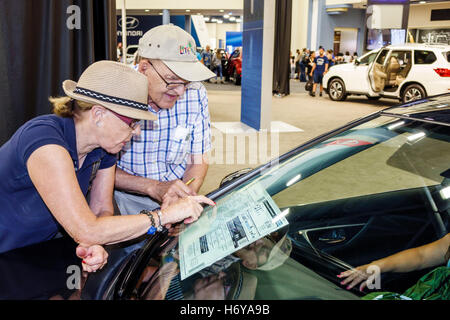 Miami Beach Florida,Convention Center,centre,interior inside,International Auto Show,new models,shopping shopper shoppers shop shops market markets ma Stock Photo