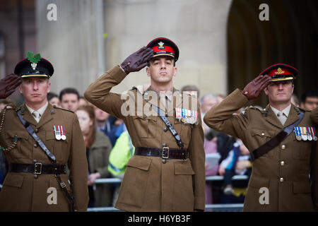 Army soldiers parade salute saluting medals   commemorate military personnel died war  military veterans commemorate servicemen Stock Photo