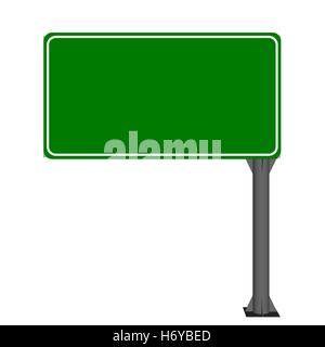 Blank green highway sign. Isolated on white background.3d Vector illustration.Front view. Stock Vector