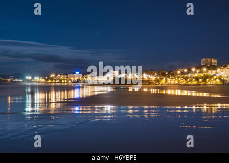 Santander bay at night, Cantabria, Spain. Stock Photo
