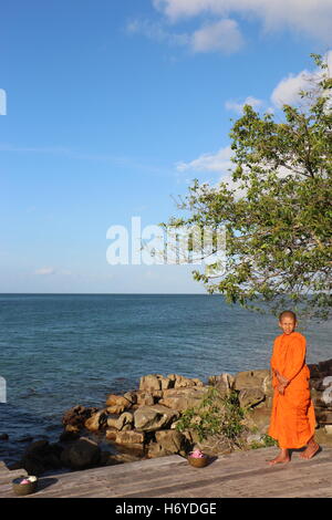 Novice Monk in Cambodia Stock Photo