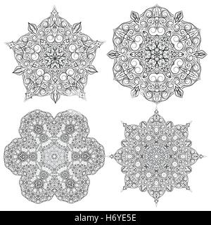 Hand-drawn christmas lace frame, mandala. Stock Vector