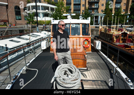 The Havengore, carried Sir Winston Churchill to his funeral on the Thames, St. Katharine dock,  London, England, United Kingdom Stock Photo