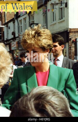 Diana Princess of Wales on her visit to Belper, Derbyshire April 1992 Stock Photo