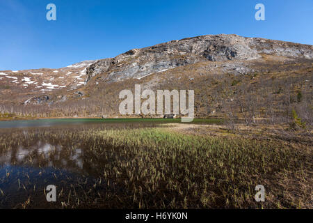 Lofoten Islands, Norway. Sandemarka landscape and trails where traditional indigenous Sami people once lived off the land. Stock Photo