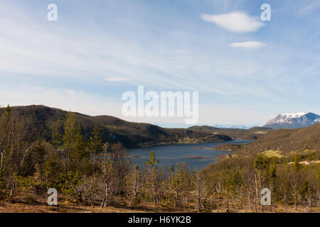 Lofoten Islands, Norway. Sandemarka landscape and trails where traditional indigenous Sami people once lived off the land. Stock Photo