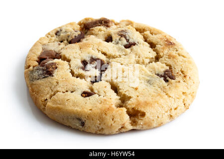 One light chocolate chip cookie isolated on white. Stock Photo