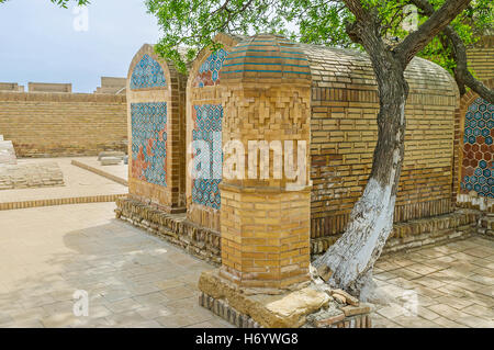 The medieval Tombs of Khojas in Chor-Bakr Necropolis, Bukhara, Uzbekistan. Stock Photo