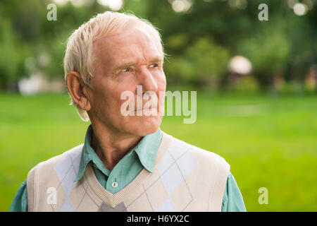 Portrait of serious elderly man. Stock Photo