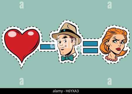 Broken heart minus man equals angry woman Stock Vector