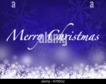 Merry Christmas card with snowflakes on blue background Stock Photo