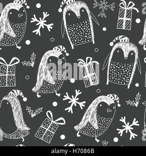seamless background with penguins. Holidays. Stock Vector
