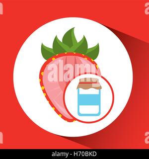 jar cute blue with jam strawberry graphic vector illustration eps 10 Stock Vector