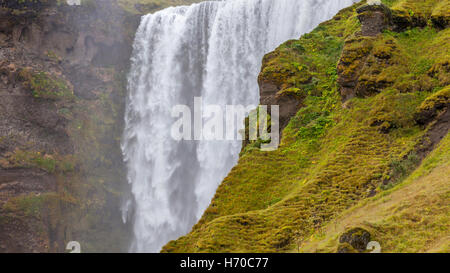 A view of the Skogafoss Waterfall, Iceland. Stock Photo