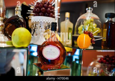 Hai, Ukraine - October 25, 2016: Wine selection Portuguese Rose on the buffet table Stock Photo