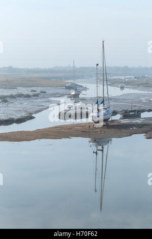 Mudflats off Old Leigh as Tide Starts to Rise, Looking Towards Two Tree Island Stock Photo