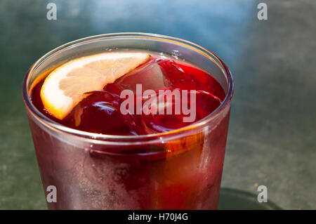 Glass of sangria, close view. Spain. Stock Photo
