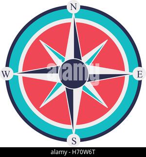 vintage compass wind rose icon over white background. navigation and travelling theme. colorful design vector illustration Stock Vector