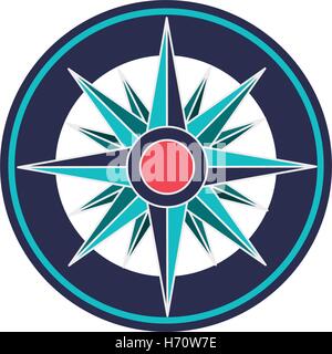 vintage compass wind rose icon over white background. navigation and travelling theme. colorful design vector illustration Stock Vector