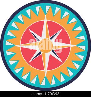 vintage compass wind rose icon over white background. navigation and travelling theme. colorful design vector illustration Stock Vector