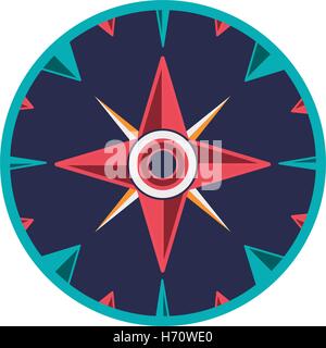 vintage compass wind rose icon over white background. navigation and travelling theme. colorful design vector illustration Stock Vector