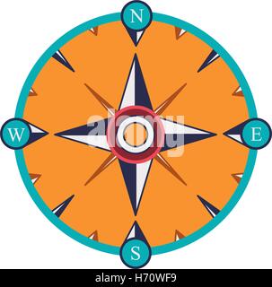 vintage compass wind rose icon over white background. navigation and travelling theme. colorful design vector illustration Stock Vector