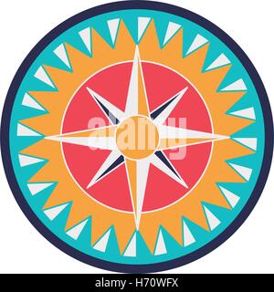 vintage compass wind rose icon over white background. navigation and travelling theme. colorful design vector illustration Stock Vector