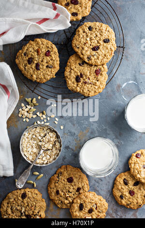 Healthy oatmeal cookies with dried fruits Stock Photo