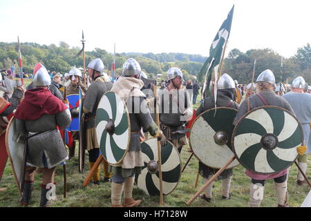 Saxon soldiers waiting for battle Stock Photo