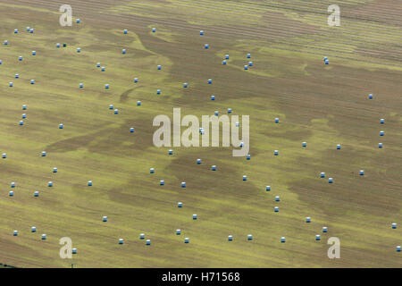 Hay Bales From the Air Stock Photo