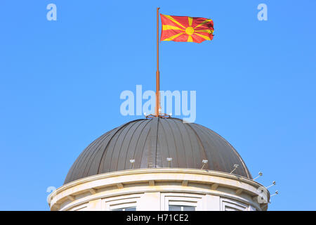 The national flag of the Republic of Macedonia (since 5 October 1995) Stock Photo