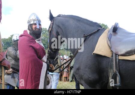 King Harold preparing for battle at Battle Stock Photo