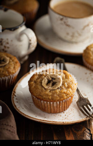 Banana muffins with coffee Stock Photo