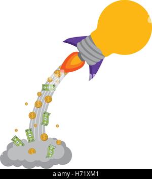 rocket startup bulb launcher isolated icon vector illustration design Stock Vector