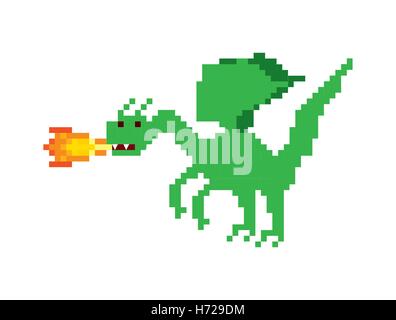 dragon video game pixelated character vector illustration design Stock Vector