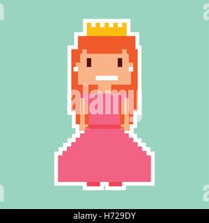 princess video game pixelated character vector illustration design Stock Vector