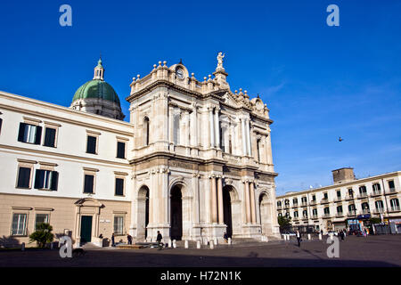 Basilica of the Shrine of Our Lady of the Rosary, Santuario della Madonna del Rosario, modern Pompei, architects Antonio Cua and Stock Photo