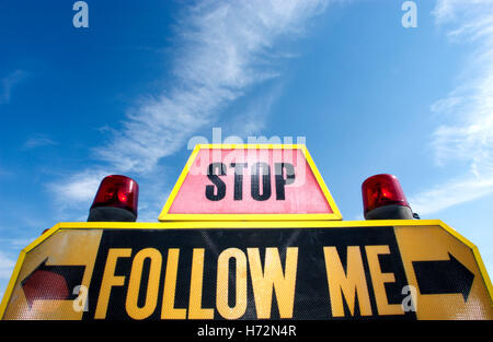 Follow me-car, pilot car, Rhein-Main Airport, Frankfurt am Main, Hesse Stock Photo