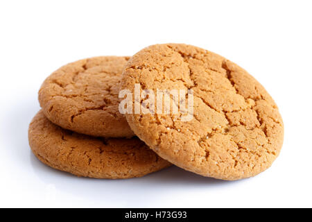 Three ginger biscuits isolated on white. Stock Photo