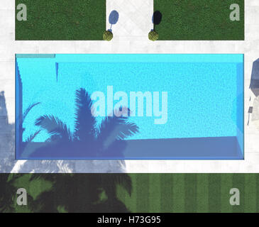 3d rendering pool top view with wooden floor Stock Photo - Alamy