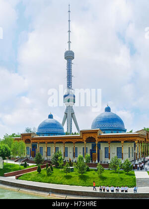 The Museum of victims of political repression with high TV tower in the background, Tashkent, Uzbekistan Stock Photo