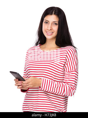 woman telephone phone humans human beings people folk persons human human being laugh laughs laughing twit giggle smile smiling Stock Photo