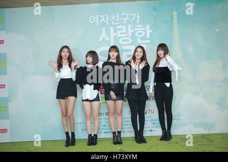 Seoul, Korea. 02nd Nov, 2016. GFriend members Eunha, SinB, Yerin, Yuju, Sowon attend a travel show The Europe GFriend loved in Seoul, Korea on 02th November, 2016.(China and Korea Rights Out) © TopPhoto/Alamy Live News Stock Photo