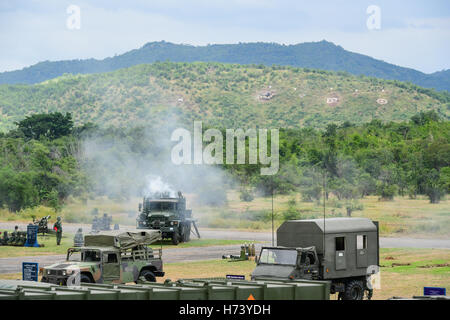 Lopburi, Thailand. 2nd November, 2016. Gunnery practice with live ammunition of Thai Artillery military at Artillery Center on November 2, 2016 in lopburi, Thailand. Credit:  Chatchai Somwat/Alamy Live News Stock Photo