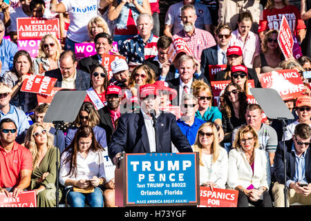Orlando, Florida, USA. 2nd November, 2016. Donald Trump Rally on Tuesday November 2, 2016 at the Central Florida Fairgrounds in Orlando, Florida. Stock Photo
