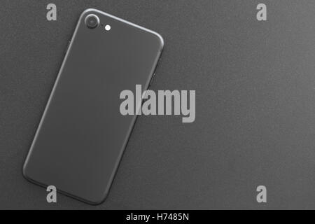 phone matte black color backside on top view Stock Photo