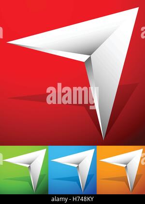 Sharp edgy 3d arrow icon in more color with bevel effect Stock Vector