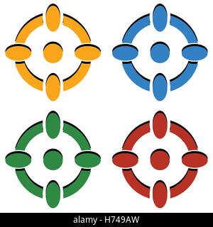 Crosshair / target mark / reticle icons in 4 color Stock Vector