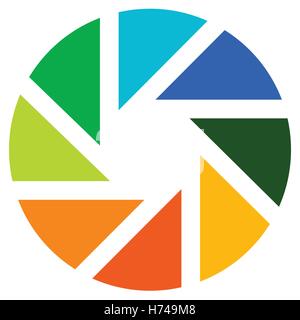 Aperture like symbol. Circular icon with lamellas Stock Vector